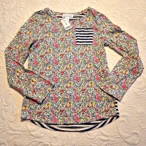 Rockets of Awesome girls size 8 floral and striped long sleeve shirt NEW